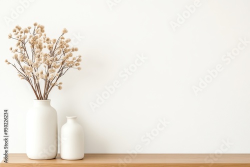 Serene Minimalist Entryway Decor: Elegant Neutral Console Table with Clean Design and Warm Ambiance