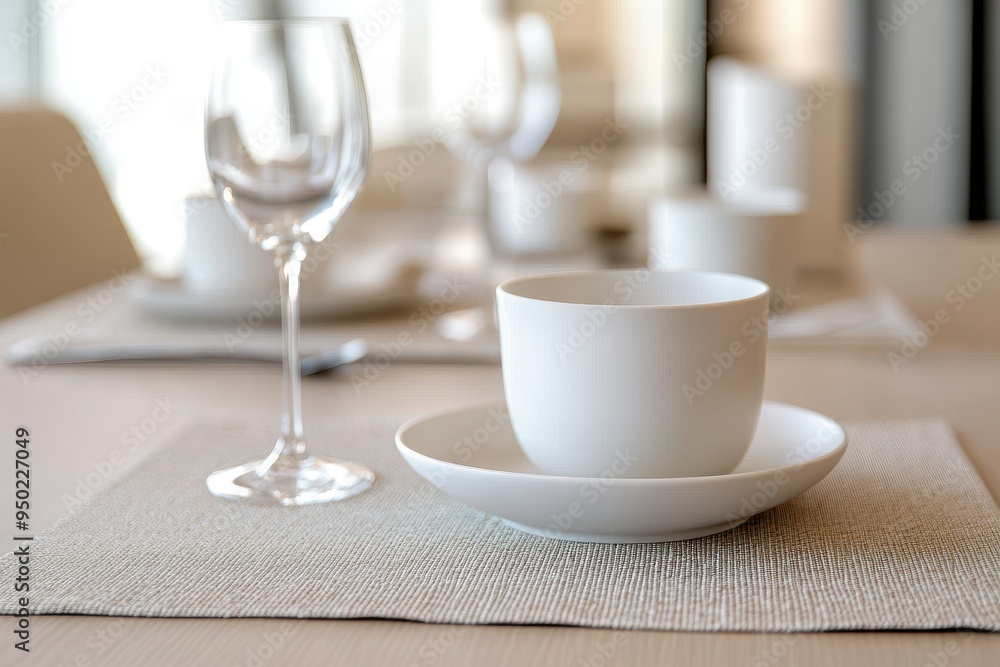 Modern Minimalism: Elegant Neutral Dining Room Placemat with Clean Lines Modern Minimalism: Elegant Neutral Dining Room Placemat with Clean Lines
