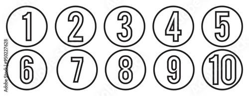 Set of numbers . Number circles set1 to 10 . Set of Round 1-10 numbers icon for education . Vector illustration