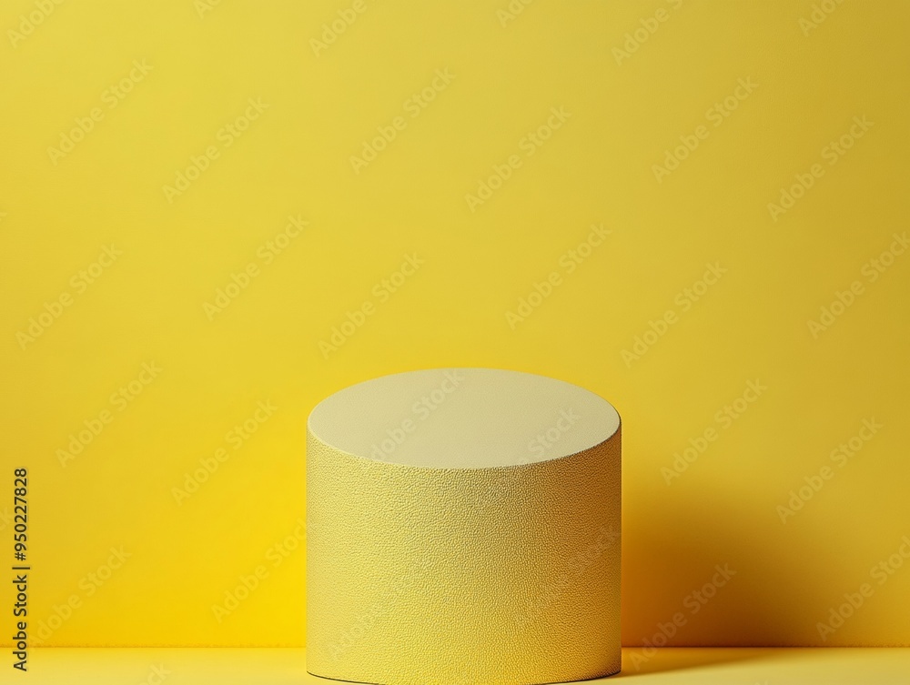 Minimalist Cylindrical Yellow Podium Mockup with Gentle Diffused Lighting in Monochromatic Light Yellow Background Minimalist Cylindrical Yellow Podium Mockup with Gentle Diffused Lighting in Monochromatic Light Yellow Background