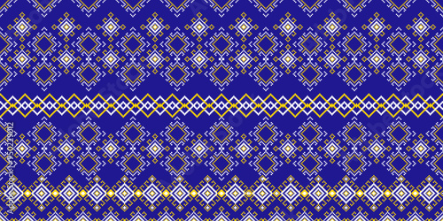 Cross Stitch. Ethnic patterns seamless. Design for Clothing, fabric, batik, Knitwear, Embroidery, Ikkat, Geometric Pixel pattern. Traditional Design