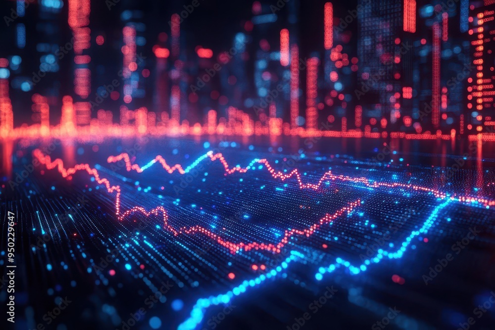 dynamic 3d rendering of stock market chart with glowing blue arrows traversing upward trajectory conveying financial growth and success dynamic 3d rendering of stock market chart with glowing blue arrows traversing upward trajectory conveying financial growth and success