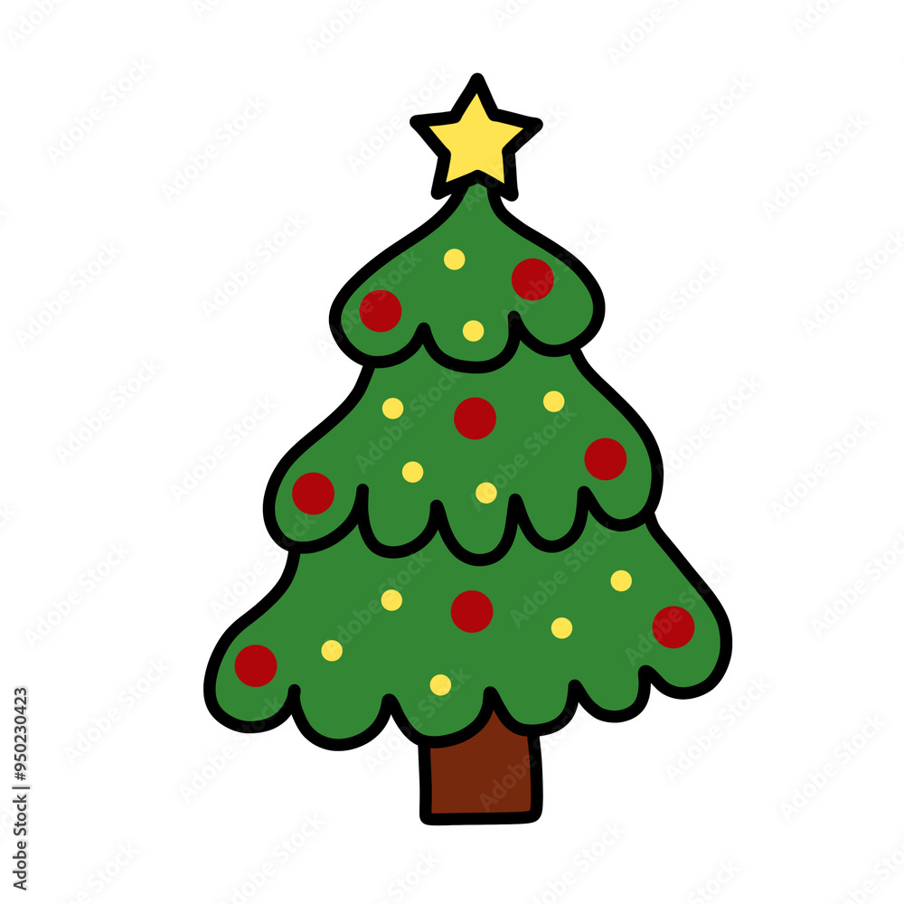 Christmas tree raster flat design illustration Christmas tree raster flat design illustration