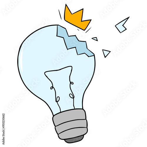 broken bulb illustration hand drawn isolated vector