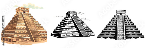 A simple vector icon illustration depicting the group of Chichen Itza for a website isolated white background photo