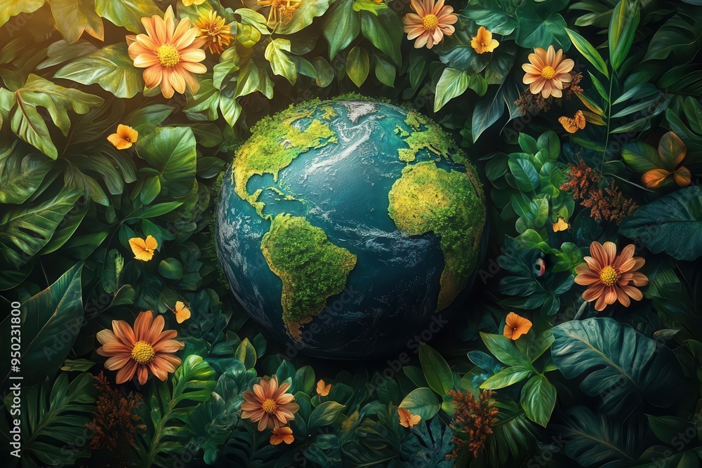 earth day poster design lush green planet surrounded by ecofriendly symbols vibrant colors minimalist style with bold typography and organic shapes earth day poster design lush green planet surrounded by ecofriendly symbols vibrant colors minimalist style with bold typography and organic shapes