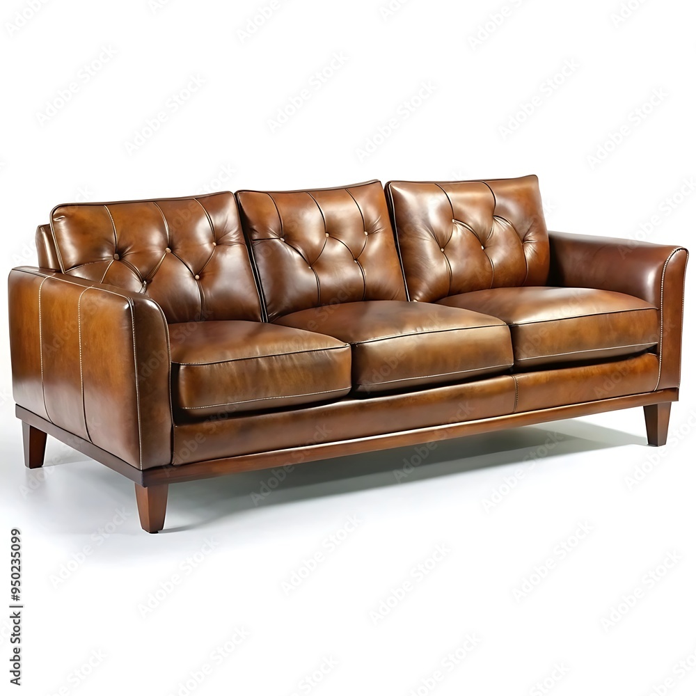 Obraz premium The stylish leather sofa on wooden legs nice image use ai generator sxd