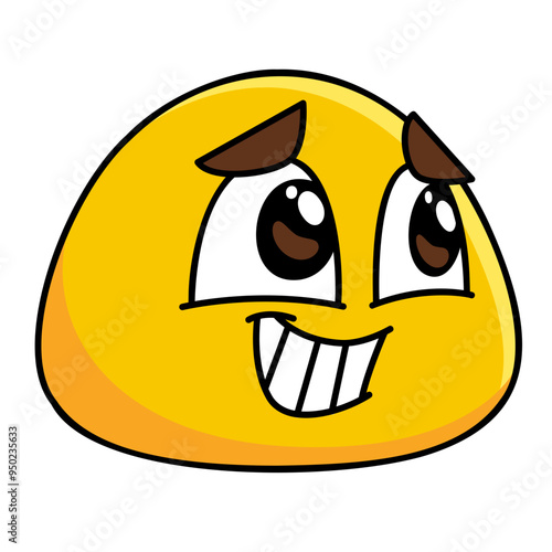 Embarrassed Face Emoji Filled Line