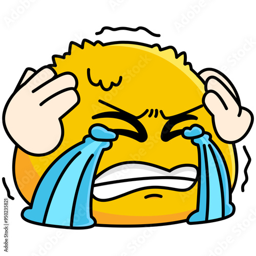 Miserable Face Emoji Filled Line