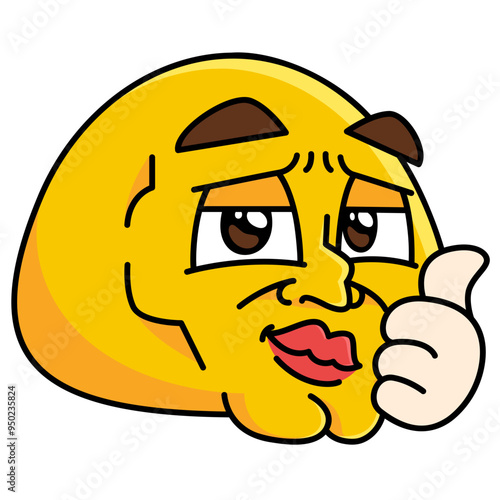 Meme Thumbs up Face Emoji Filled Line