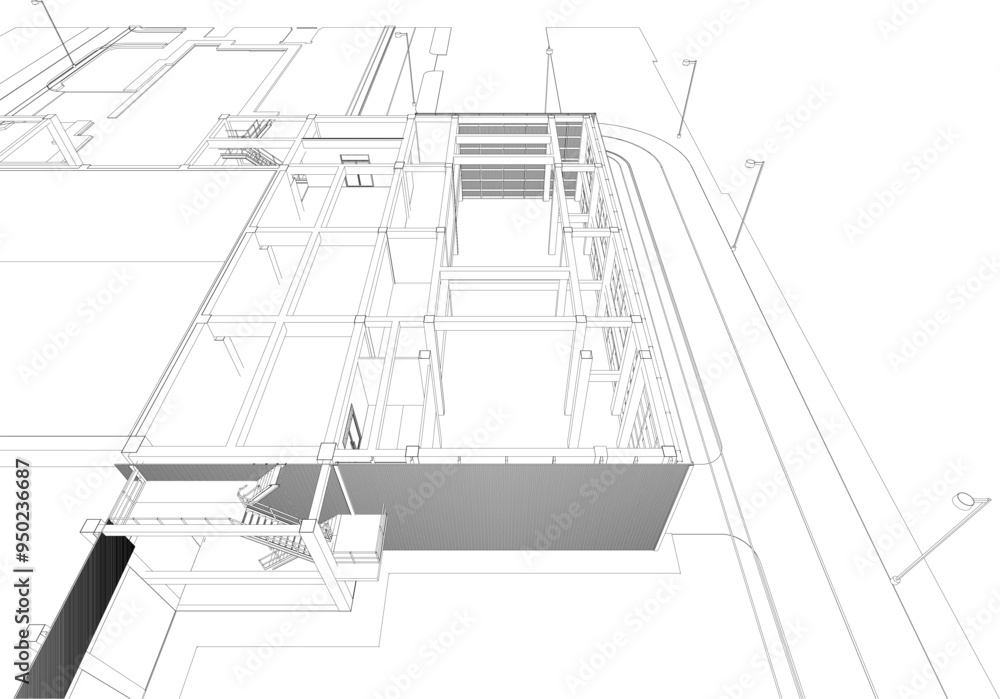 3D illustration of industrial project 3D illustration of industrial project