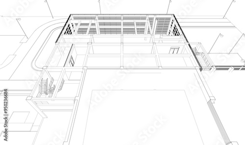 3D illustration of industrial project