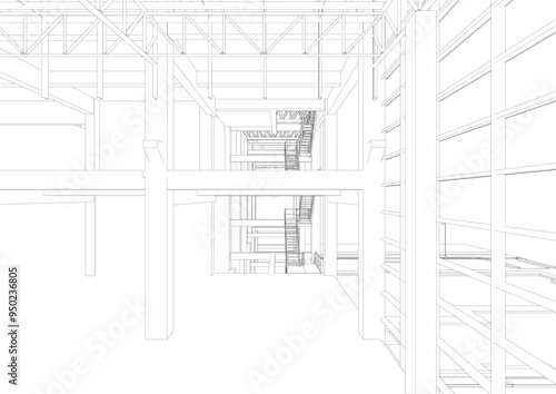 3D illustration of industrial project