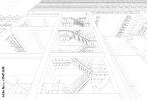 3D illustration of industrial project