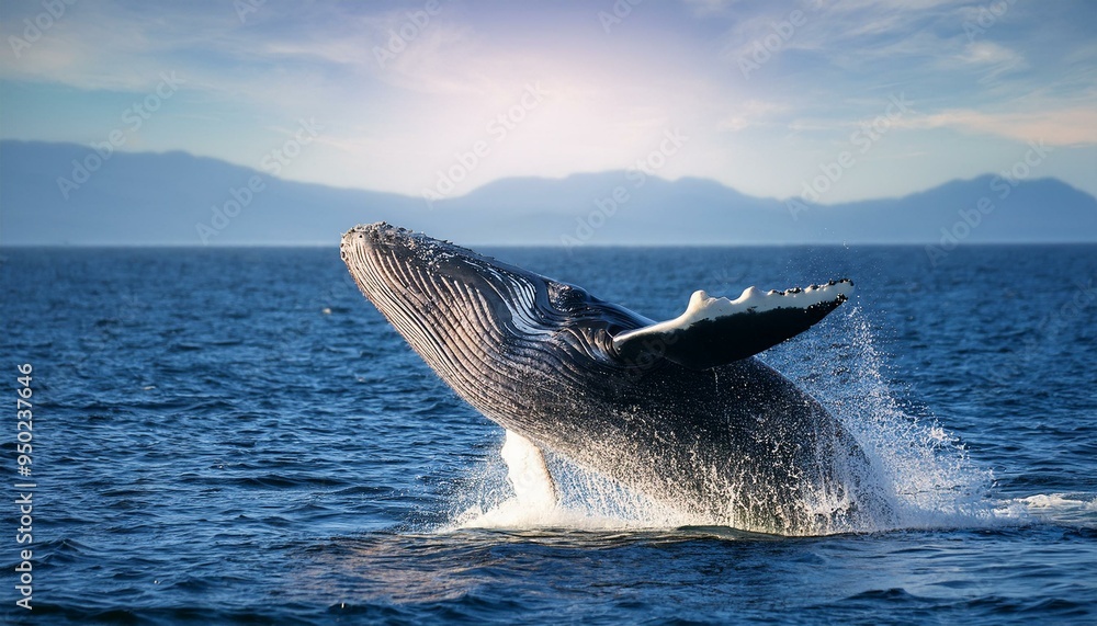 Fototapeta premium ballena saltando en el mar