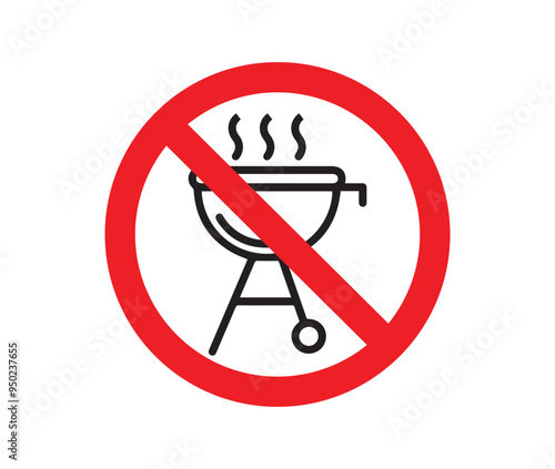 No grill vector sign, bbq forbidden icon