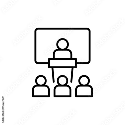 Workshop outline icons, minimalist vector illustration ,simple transparent graphic element .Isolated on white background