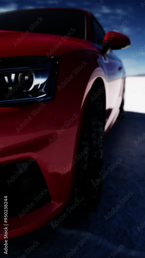 red sport car on the salt lake