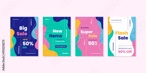 Set of abstract geometric memphis templates. Universal cover Designs for Annual Report, Brochures, Flyers, Presentations, Leaflet, Magazine.