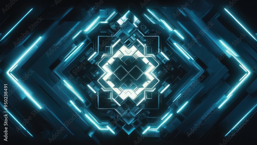 abstract blue geometric background with glowing abstract blue geometric background with glowing