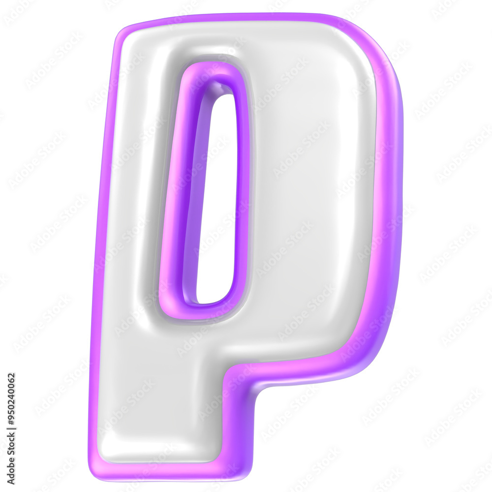 Font P Purple And White 3D Rendering Font P Purple And White 3D Rendering
