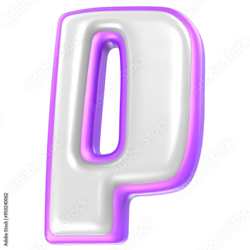 Font P Purple And White 3D Rendering