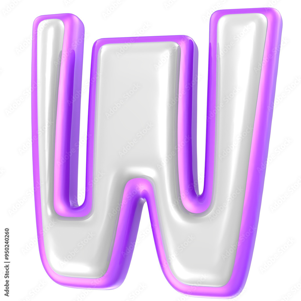Font W Purple And White 3D Rendering Font W Purple And White 3D Rendering
