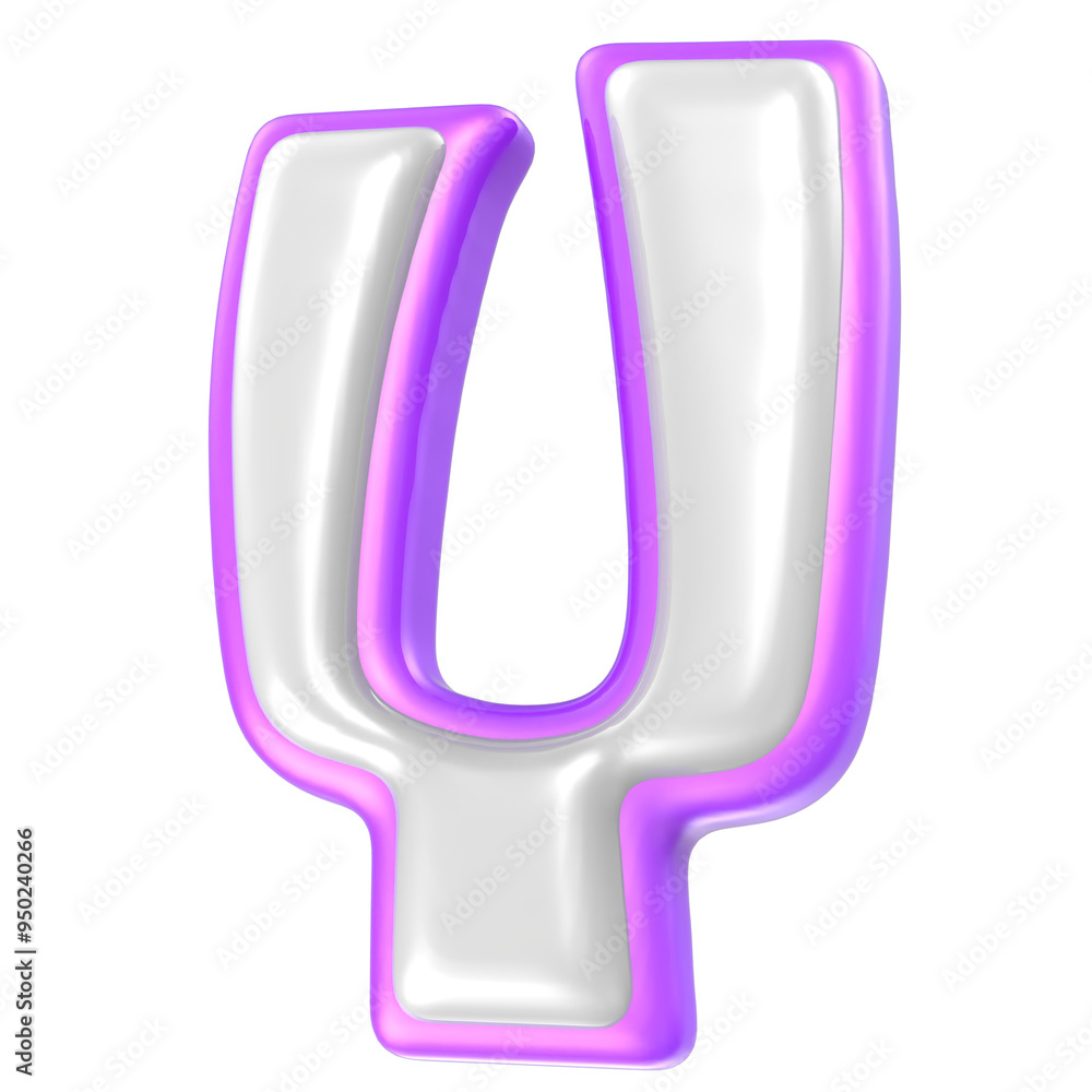 Font Y Purple And White 3D Rendering Font Y Purple And White 3D Rendering