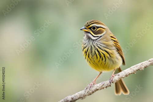 Cirl bunting bird blurry nature background, Ai Generated