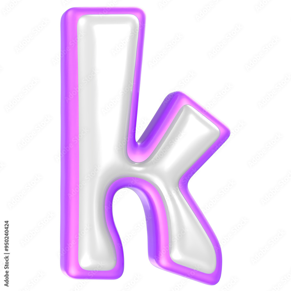 k Purple And White Font 3D Rendering k Purple And White Font 3D Rendering