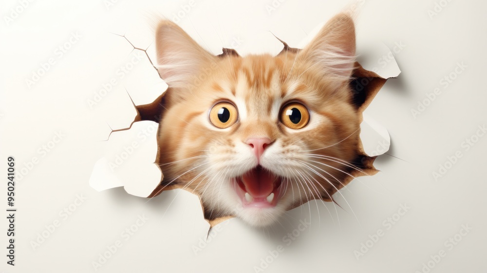 Excited Cat Breaking Through Wall Excited Cat Breaking Through Wall