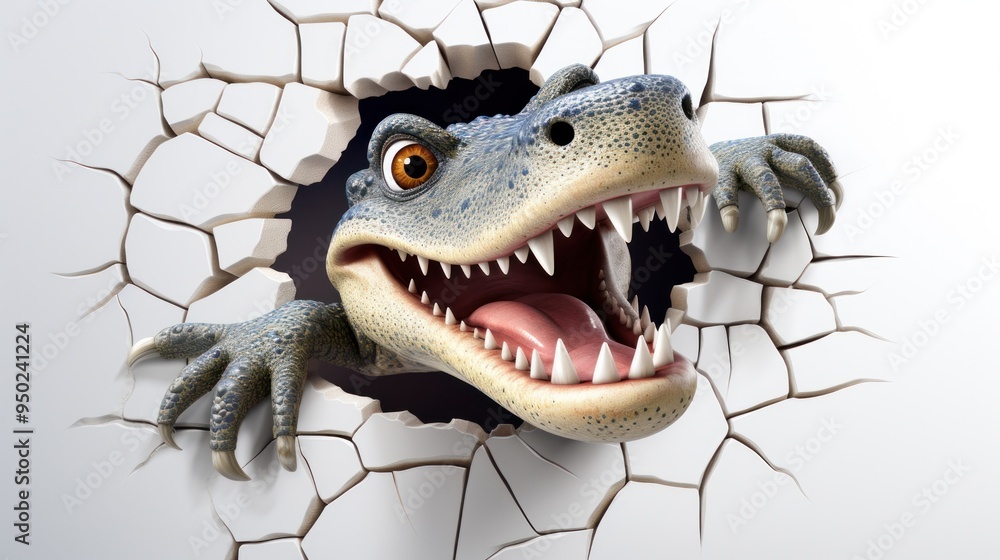 Dinosaur Breaking Through Wall