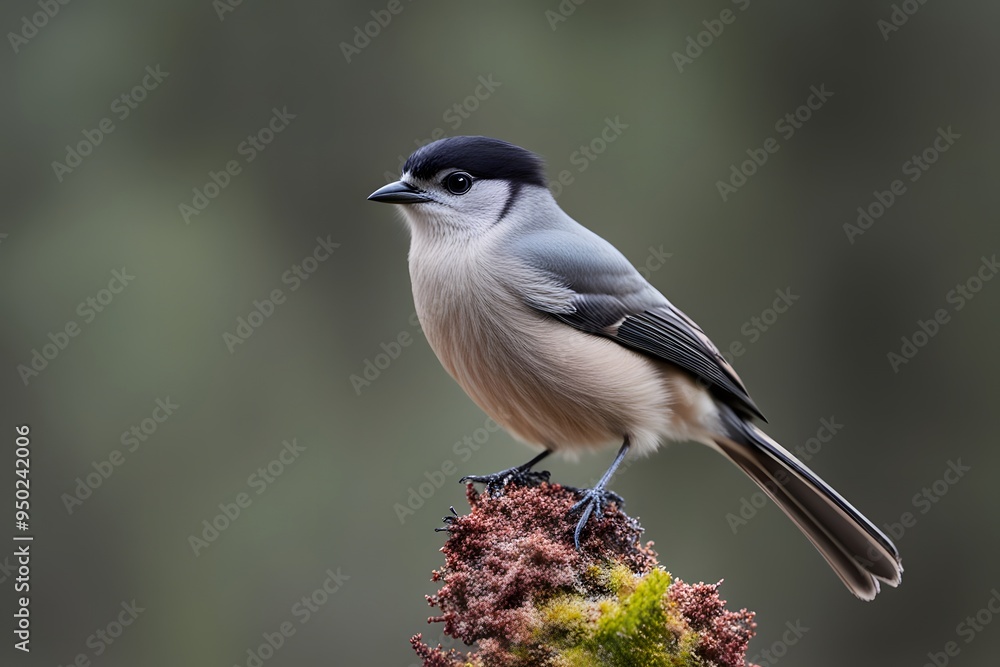 Obraz premium Canada jay bird blurry nature background, Ai Generated
