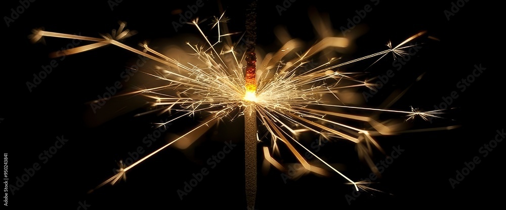 Sparklers Burning Bright on Black Background