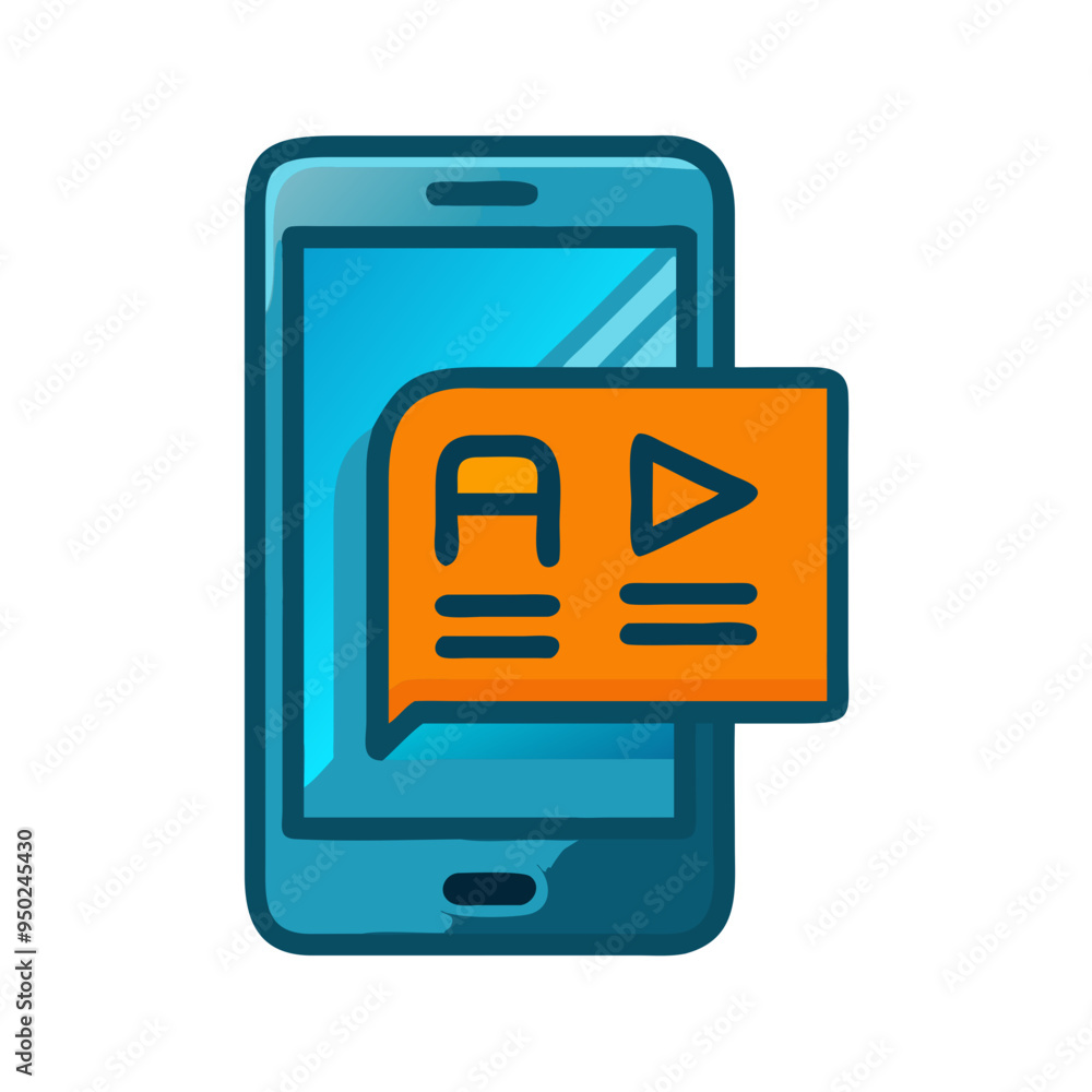 Mobile Learning Icon Vector in Minimalist Style Mobile Learning Icon Vector in Minimalist Style