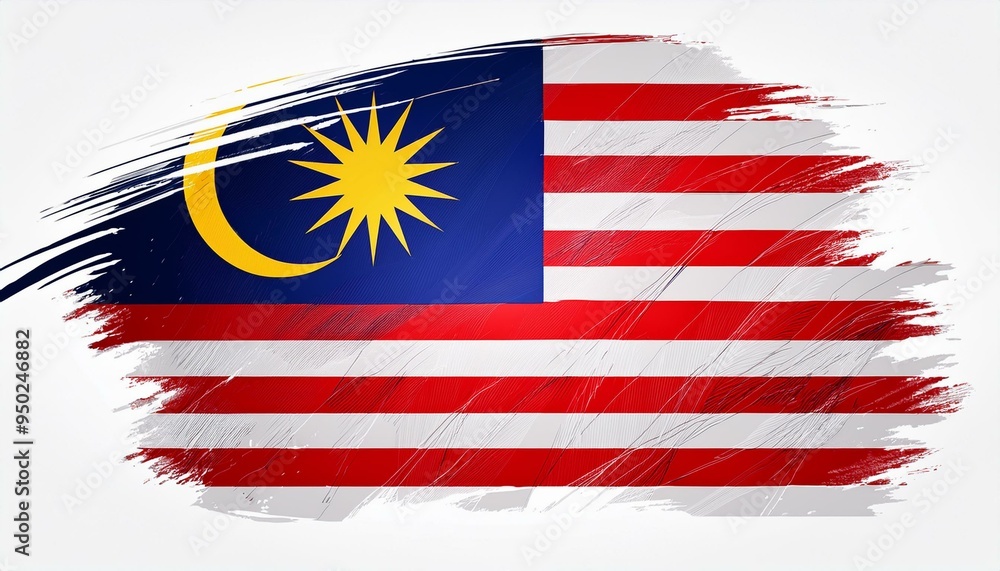 malaysia flag in abstract brush stroke style malaysia flag in abstract brush stroke style