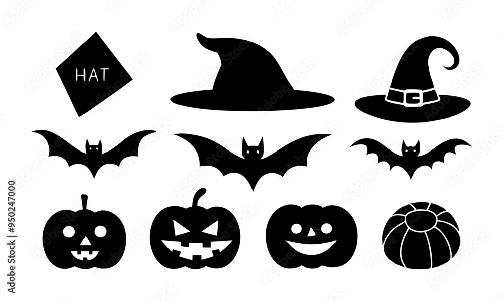Download Minimalist Halloween Icon Set: Silhouettes Of Jack-O'-Lantern ...