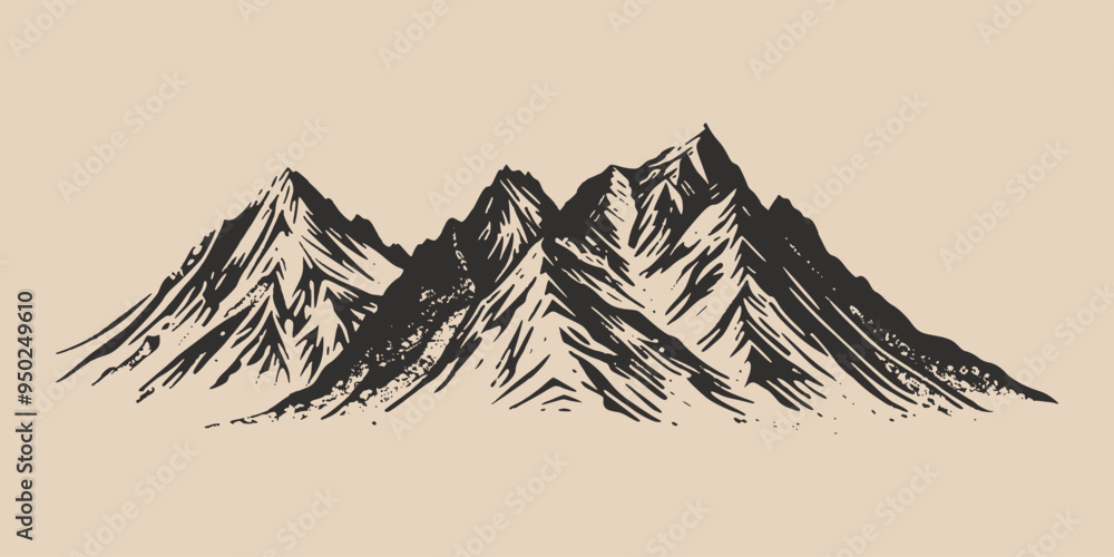Naklejka premium Vintage retro engraving woodcut style sketch draw paint of mountain rock hill peak