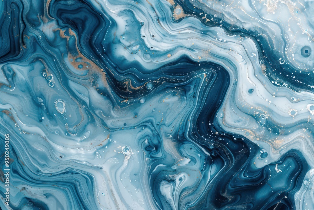 Fototapeta premium Abstract Blue and Gold Marble Swirls