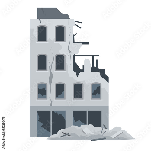 Destroyed building after a catastrophe