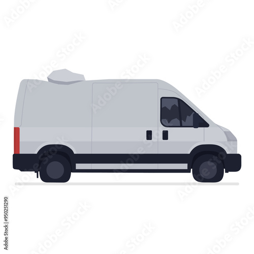 Smashed van hit by a rock