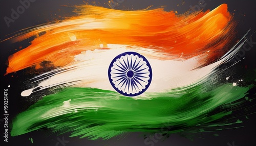india flag in abstract brush stroke style