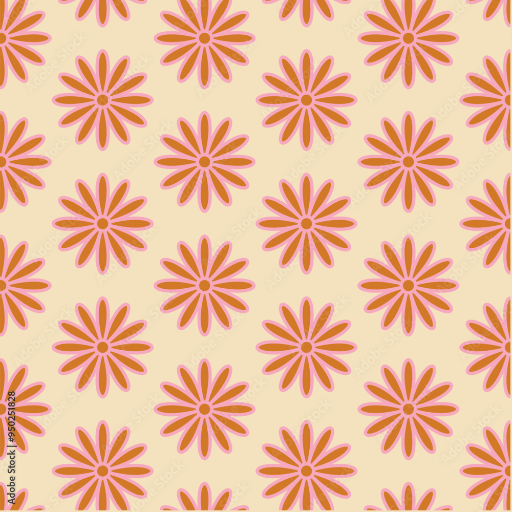 70's Retro Seamless Pattern. 60s and 70s Aesthetic Style. 70's Retro Seamless Pattern. 60s and 70s Aesthetic Style.