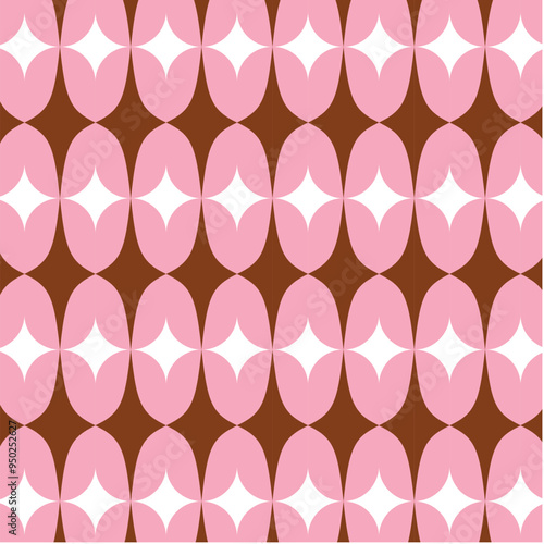70's Retro Seamless Pattern, 60s and 70s Aesthetic Style, vector pattern