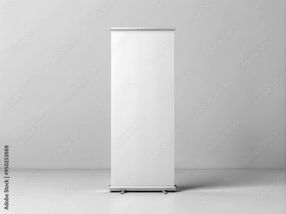 Elegant roll-up banner mockup with a modern minimalist design, customizable layers, and a sleek white background, perfect for showcasing products or events. Elegant roll-up banner mockup with a modern minimalist design, customizable layers, and a sleek white background, perfect for showcasing products or events.