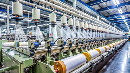 Close-up of textile production machinery in a factory, textile, manufacturing, industry, machinery, equipment