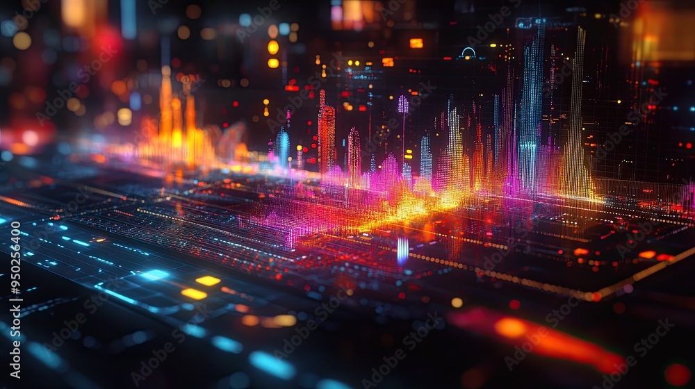 A transparent music player with a music visualization feature, displaying colorful patterns and shapes that react to the rhythm and melody of the song. A transparent music player with a music visualization feature, displaying colorful patterns and shapes that react to the rhythm and melody of the song.