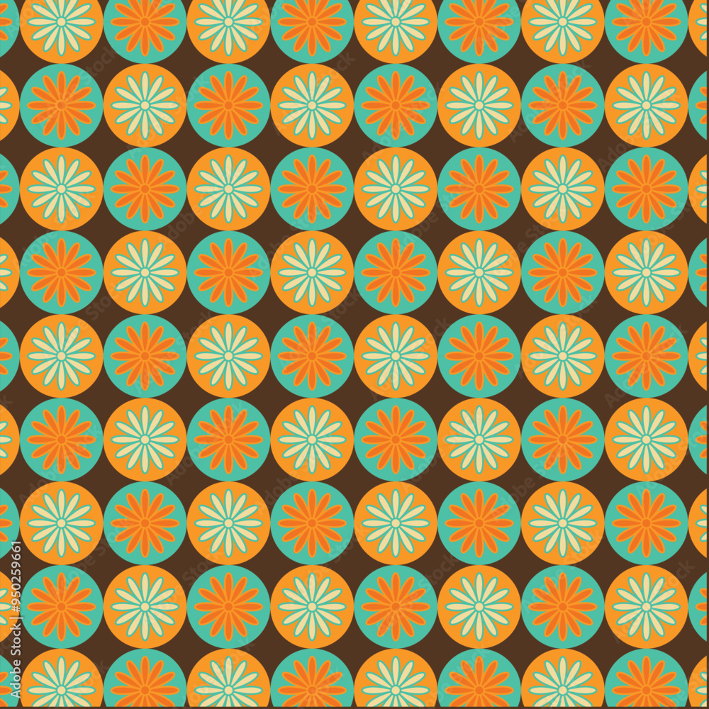 70's Retro Seamless Pattern. 60s and 70s Aesthetic Style. 70's Retro Seamless Pattern. 60s and 70s Aesthetic Style.