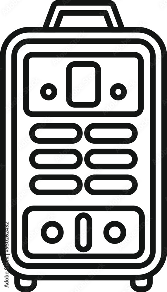 Simple icon of a portable welding machine featuring a handle, control panel, and buttons Simple icon of a portable welding machine featuring a handle, control panel, and buttons