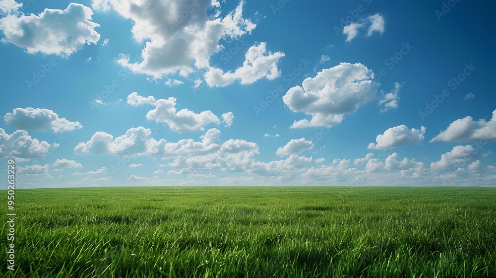 Obraz premium Scenic sight of buckwheat field beneath clear skies